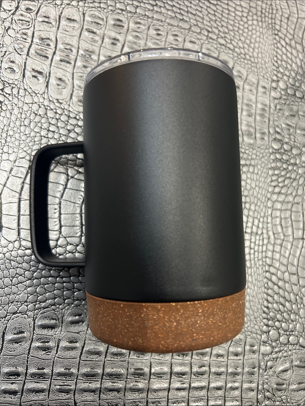 Black Insulated Travel Mug with Cork Base BRAND NEW